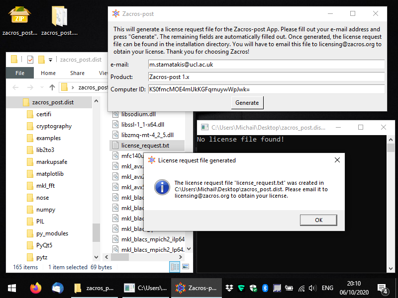 Generating the license request file