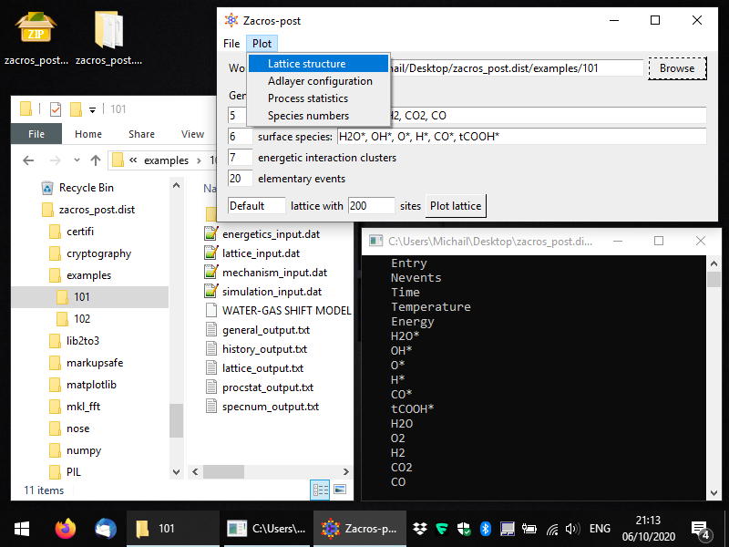 After opening a folder with Zacros output